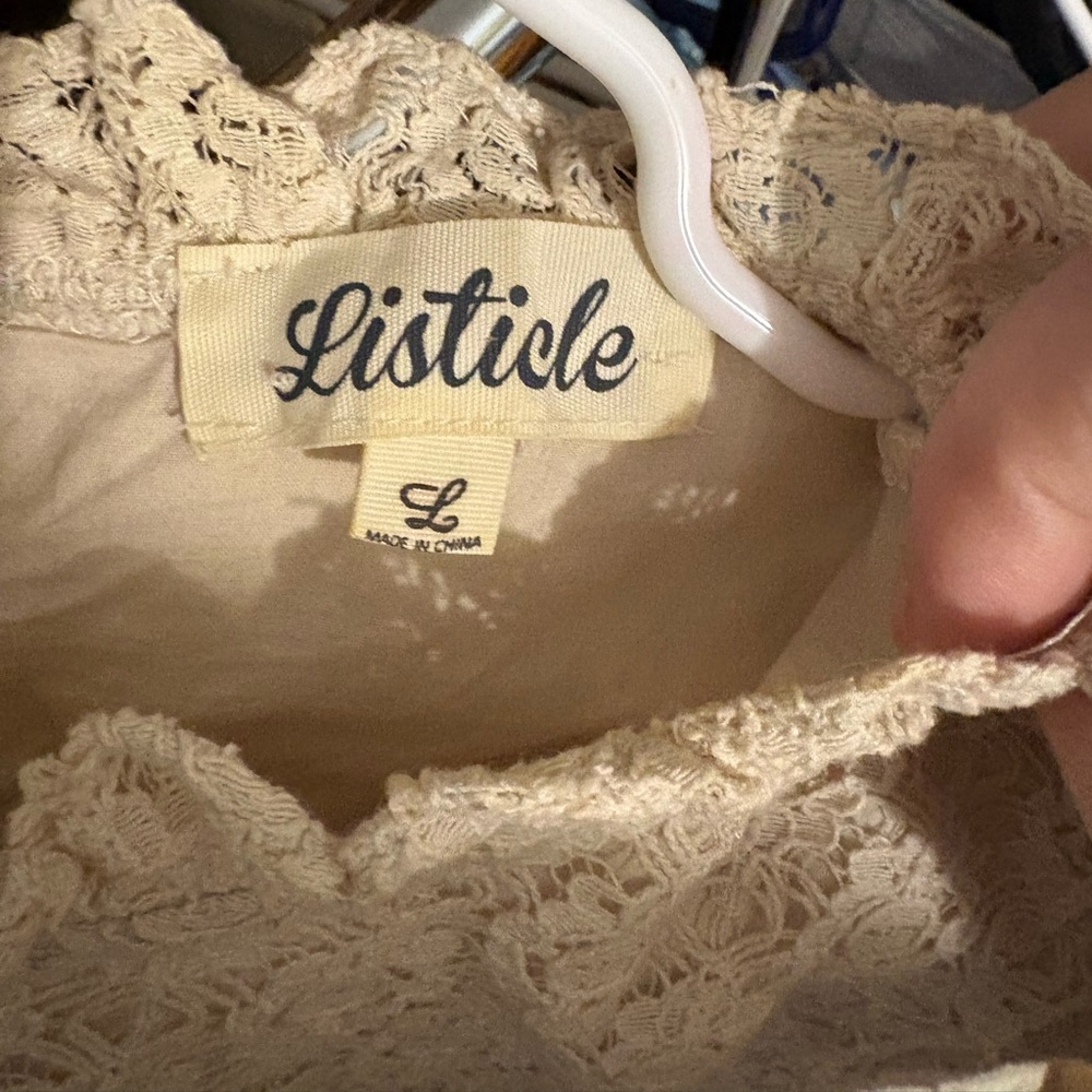 Listicle Cream Lace Ruffle Blouse - Picture 15 of 15